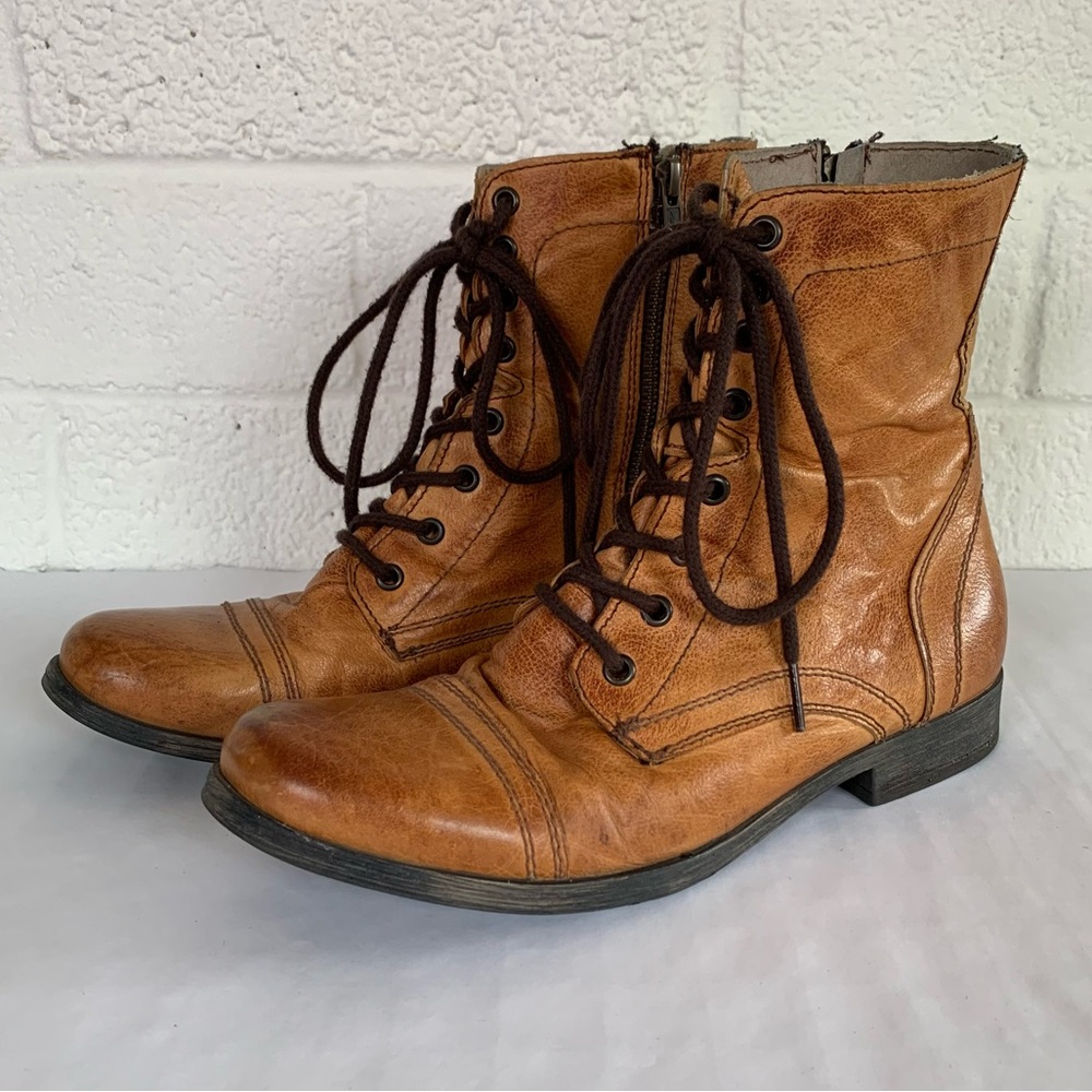 Steve Madden Carmel Brown Troopah Combat Boots Size 7 Great Condition!